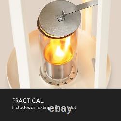 Lantern Fireplace Bio Ethanol Space Heater Glass Steel Burner Home 0.3 L White