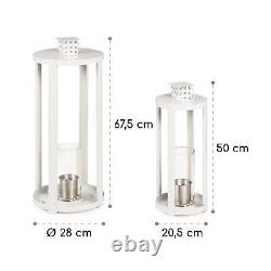 Lantern Fireplace Bio Ethanol Space Heater Glass Steel Burner Home 0.3 L White