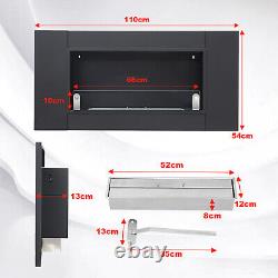 Large Burner Bio Ethanol Fireplace Clear Glass Biofire Fire Recessed Wall Mount