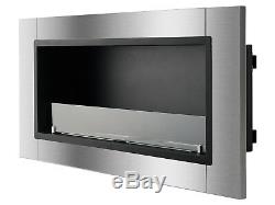 Lata with Front Glass Ignis Recessed Ventless Bio Ethanol Fireplace