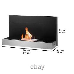 Madrid Gelkamin Black Stainless Steel Bio Ethanol Wall Fireplace Fireplace Gel Fireplace