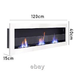 Modern Glass Inset/Wall Mounted Bio Ethanol Fireplace Biofire 1200 x 400mm White