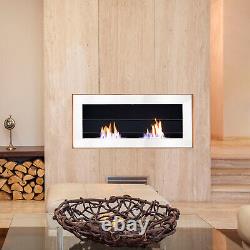 Modern Glass Inset/Wall Mounted Bio Ethanol Fireplace Biofire 900 x 400mm White