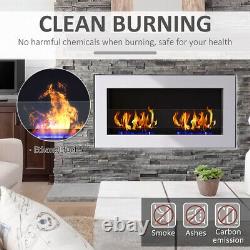 Modern Glass Inset/Wall Mounted Bio Ethanol Fireplace Biofire 900 x 400mm White