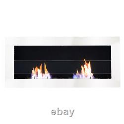 Modern Inset/Wall Mount Bio Ethanol Fireplace Biofire Fire with Glass 2/3 Burner