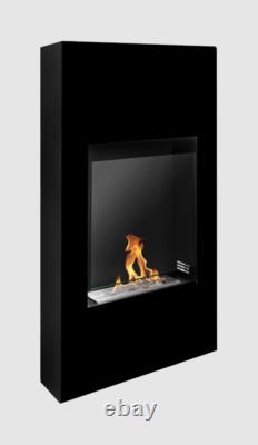 Modern portal bio fireplace matt black with glass