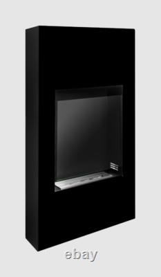 Modern portal bio fireplace matt black with glass