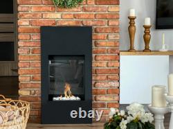 Modern portal bio fireplace matt black with glass