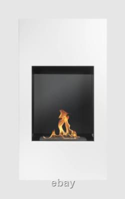 Modern portal bio fireplace, white matt with glass