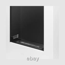 Modern portal bio fireplace, white matt with glass