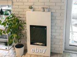 Modern portal bio fireplace, white matt with glass
