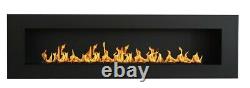 NEW LUXURY Bio ethanol fire fireplace LONG SHADOW 1400 x 400 + GLASS PANEL
