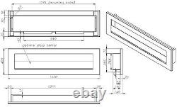 NEW LUXURY Bio ethanol fire fireplace LONG SHADOW 1400 x 400 + GLASS PANEL