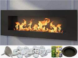 NEW PREMIUM Bio Ethanol Fire Biofire Fireplace 1200 x 400 BLACK FRIDAY SALE