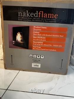 NEW Wall-mounted bio ethanol fireplace black with stainless steel, 60x60cm