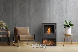 OKO S3 Bio Ethanol Stove with airFLO System & Log Storage Charcoal Grey, 3kW O