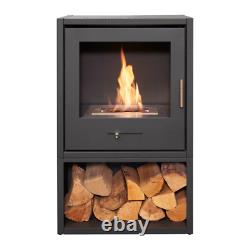 OKO S3 Bio Ethanol Stove with airFLO System & Log Storage Charcoal Grey, 3kW O