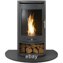 OKO S5 Bio ethanol Cylinder Stove with Log Storage & Truncated Hearth in Hone