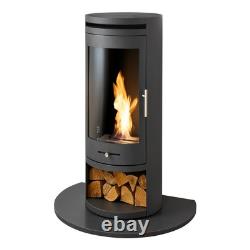 OKO S5 Bio ethanol Cylinder Stove with Log Storage & Truncated Hearth in Hone