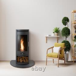 OKO S5 Bio ethanol Cylinder Stove with Log Storage & Truncated Hearth in Hone