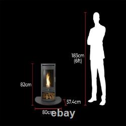 OKO S5 Bio ethanol Cylinder Stove with Log Storage & Truncated Hearth in Hone