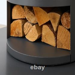 OKO S5 Bio ethanol Cylinder Stove with Log Storage & Truncated Hearth in Hone