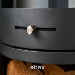 OKO S5 Bio ethanol Cylinder Stove with Log Storage & Truncated Hearth in Hone