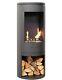 Open Fronted Bio Ethanol Stove Black Log Store Free Standing No Chimney Needed