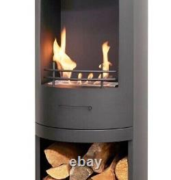 OPEN FRONTED BIO ETHANOL STOVE BLACK LOG STORE FREE STANDING No chimney needed