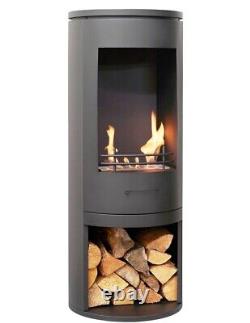 OPEN FRONTED BIO ETHANOL STOVE BLACK LOG STORE FREE STANDING No chimney needed