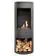 Open Fronted Bio Ethanol Stove Black Log Store Free Standing No Chimney Needed