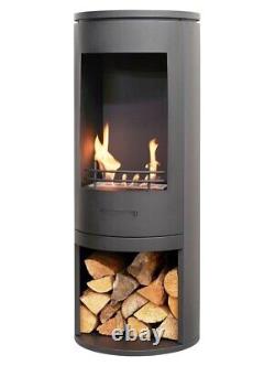 OPEN FRONTED BIO ETHANOL STOVE BLACK LOG STORE FREE STANDING No chimney needed