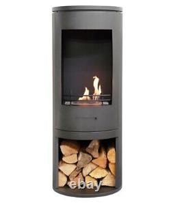 OPEN FRONTED BIO ETHANOL STOVE BLACK LOG STORE FREE STANDING No chimney needed