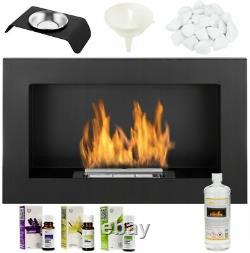 Organic ethanol fireplace 650x400 eco design fire burner black + accessories