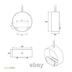 Ottawa Black, Rounded Ethanol-Deckenkamin, Lasting up to 5 Hours F, 2 Kw