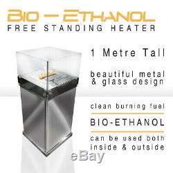 Patio Heater Outdoor RocwooD Bio-Ethanol Freestanding Fireplace