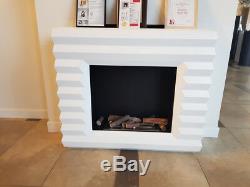 Peoria white freestanding bio ethanol fireplace