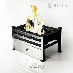 Polished Steel Bio Ethanol Fire Grate Bioethanol Fuel Free Standing