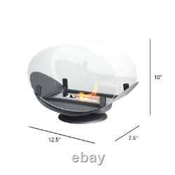 Portable Oval Fireplace Tabletop Fire Bowl Two-Sided Glass 24.5cm High CleanBurn