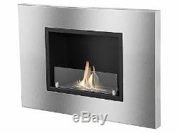 Quadra Ignis Ventless Recessed Bio Ethanol Fireplace with Front Glass Barrier