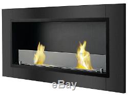 Recessed Wall Ventless Bio Ethanol Fireplace Lata Black Ignis