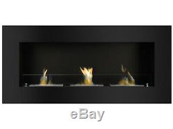 Recessed Wall Ventless Bio Ethanol Fireplace Optimum Black Ignis