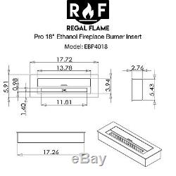 Regal Flame PRO 18 Inch Bio Ethanol Fireplace Burner Insert 2.6 Liter