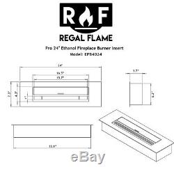 Regal Flame PRO 24 Inch Bio-Ethanol Fireplace Burner Insert 4.8 Liter