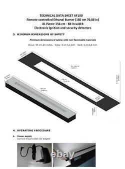 Remote Controlled (electric) bioethanol 180cm Fireplace