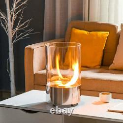 Round Bio Ethanol Fireplace Table Indoor Fire Heater Decorative Table Flame Fire