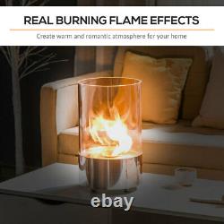 Round Stainless Steel Desk Fireplace Bio ethanol Burner Small Heater Ventless