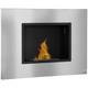 Silver Stainless Steel Wall Mounted Ethanol Fireplace 78cm X 15cm X 54cm