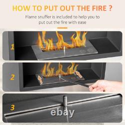 Silver Stainless Steel Wall Mounted Ethanol Fireplace 78cm x 15cm x 54cm