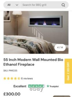 Smallbee 55 Inch Modern Wall Mounted Bio Ethanol Fireplace